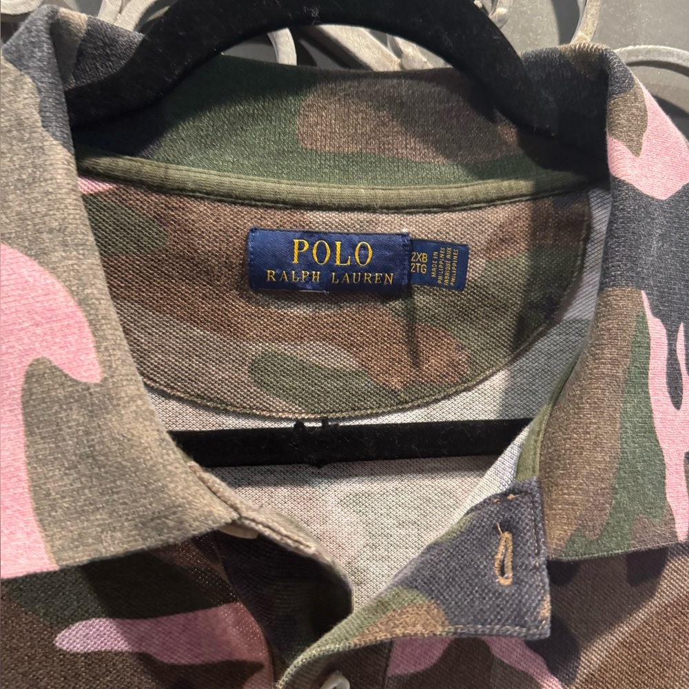 Ralph Lauren Camouflage Polo Shirt - Green and Pink - Picture 2 of 2